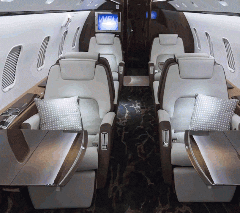Charter-a ltd 10 seat challenger 300 aircraft cabin