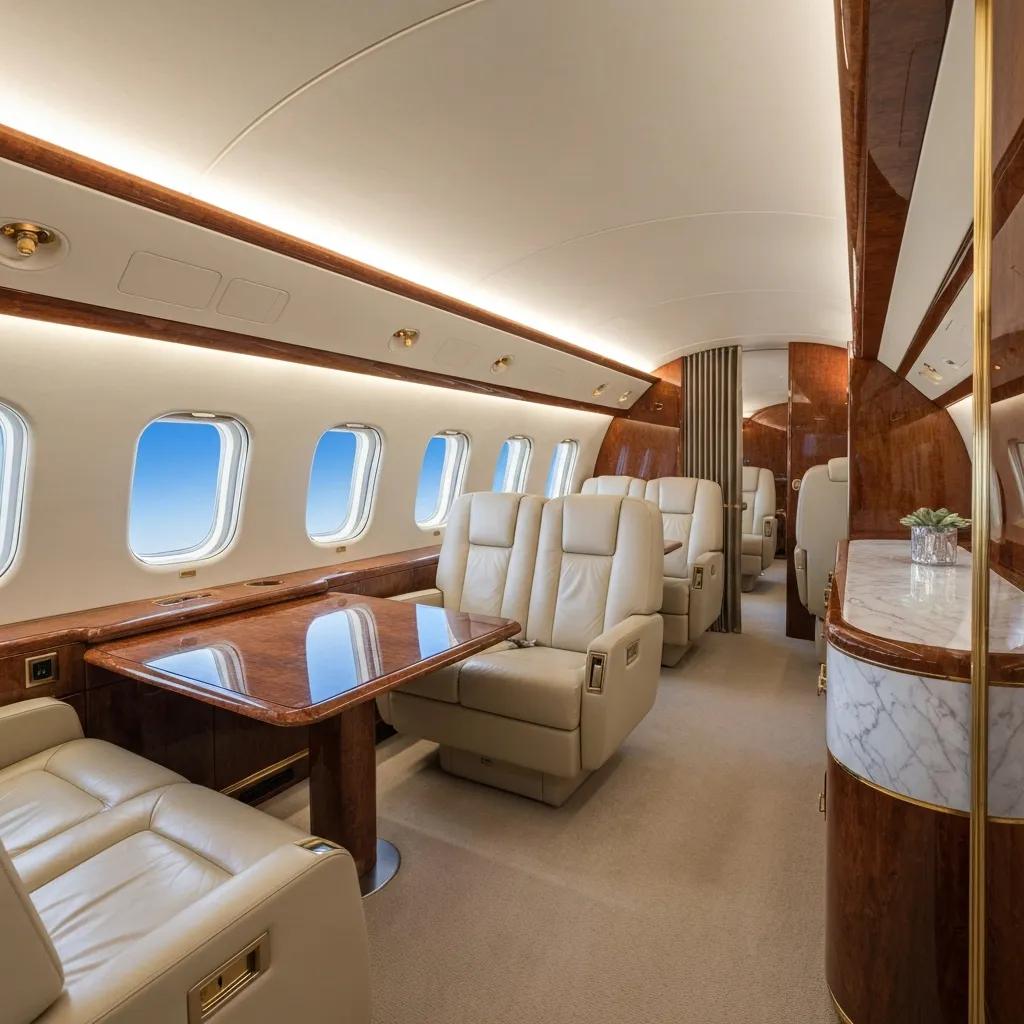 Charter-a ltd elegant private jet interior showing comfort and privacy