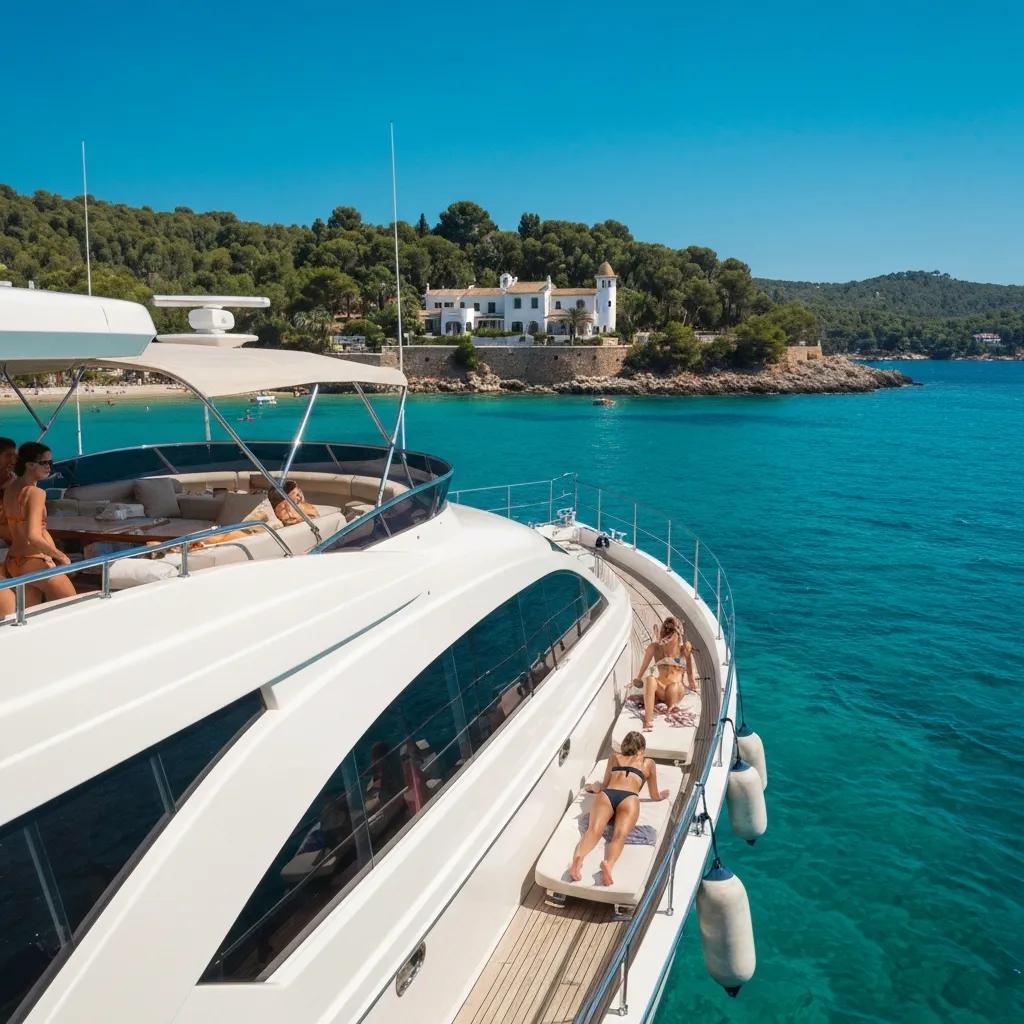 Charter-a ltd private yacht off palma with a luxury villa onshore