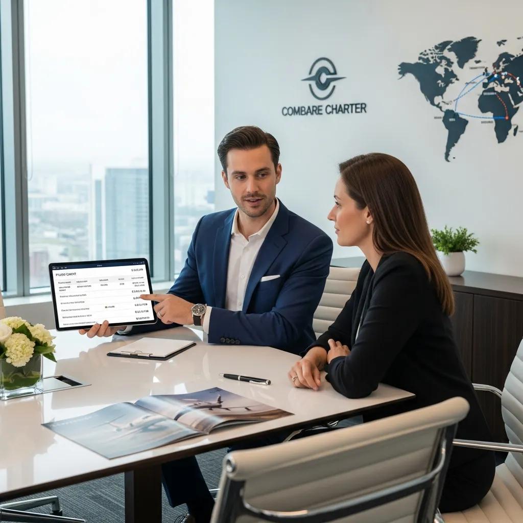 Charter-a ltd charter‑a team discussing transparent pricing with a client to ensure clarity before booking