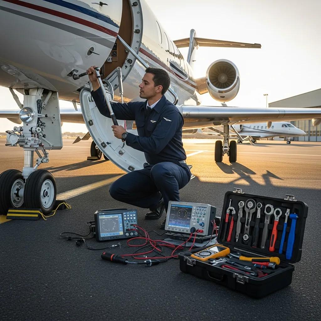 Charter-a ltd engineer inspecting a private jet — maintenance responsibilities for owners