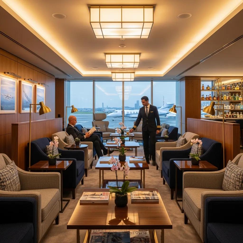 Charter-a ltd private vip lounge at farnborough airport — calm, comfortable amenities for charter passengers