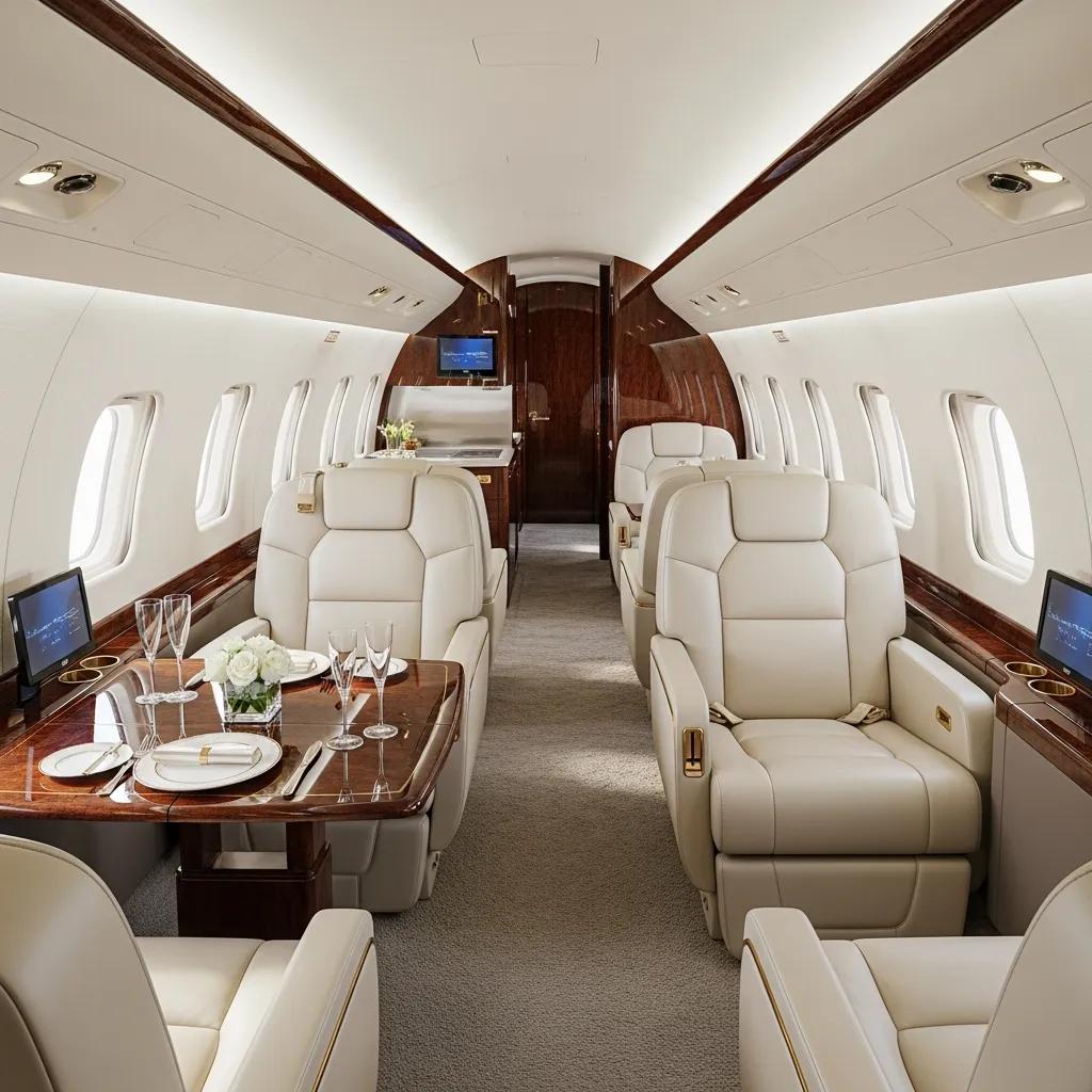 Charter-a ltd private jet interior showcasing spacious seating and premium amenities for a comfortable flight