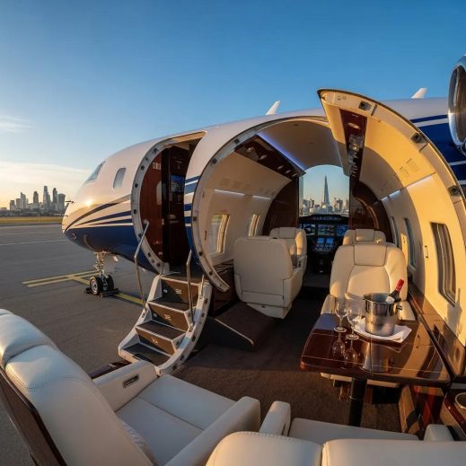 Charter-a ltd luxurious private jet at london airport, representing exclusive travel options