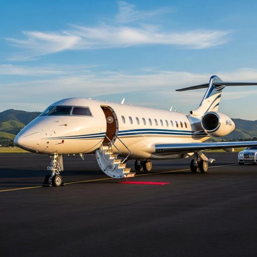 Charter-a ltd luxurious private jet on a runway representing exclusive air travel options