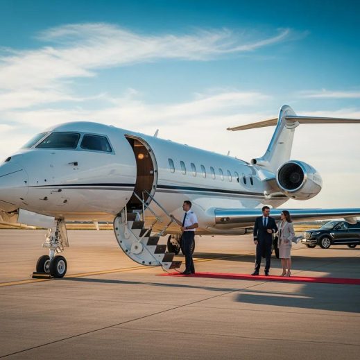 Charter-a ltd luxurious private jet on a runway, representing exclusive charter services