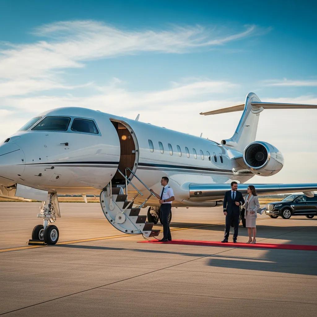 Charter-a ltd luxurious private jet on a runway, representing exclusive charter services