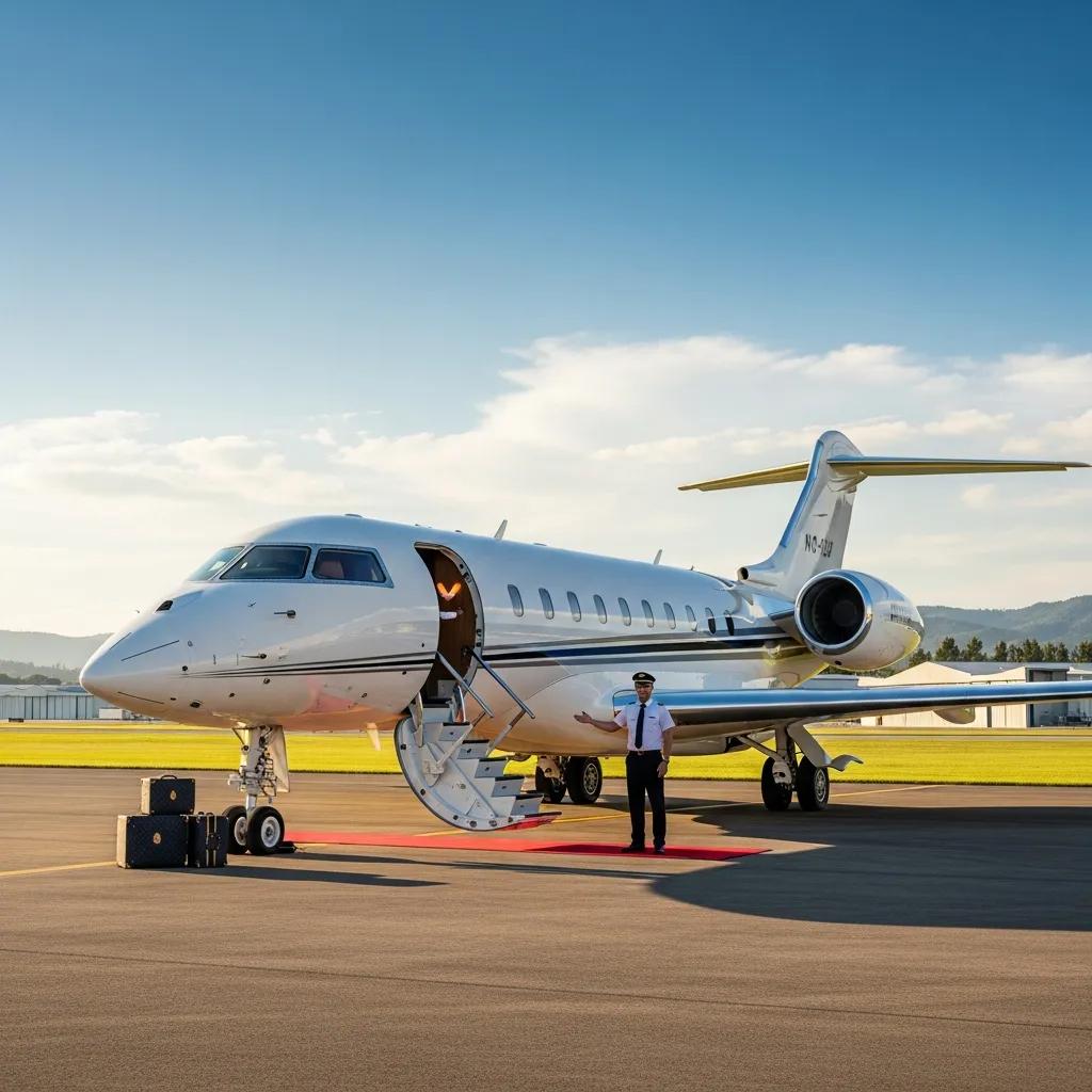 Charter-a ltd luxurious private jet on tarmac representing private aviation options