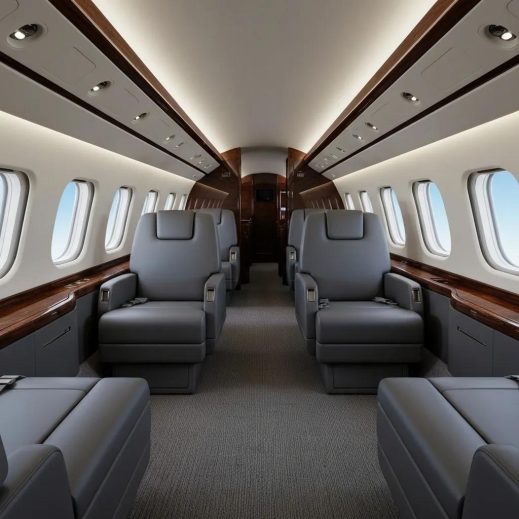 Charter-a ltd luxurious vip jet interior with spacious seating and elegant decor, highlighting the comfort of private air travel