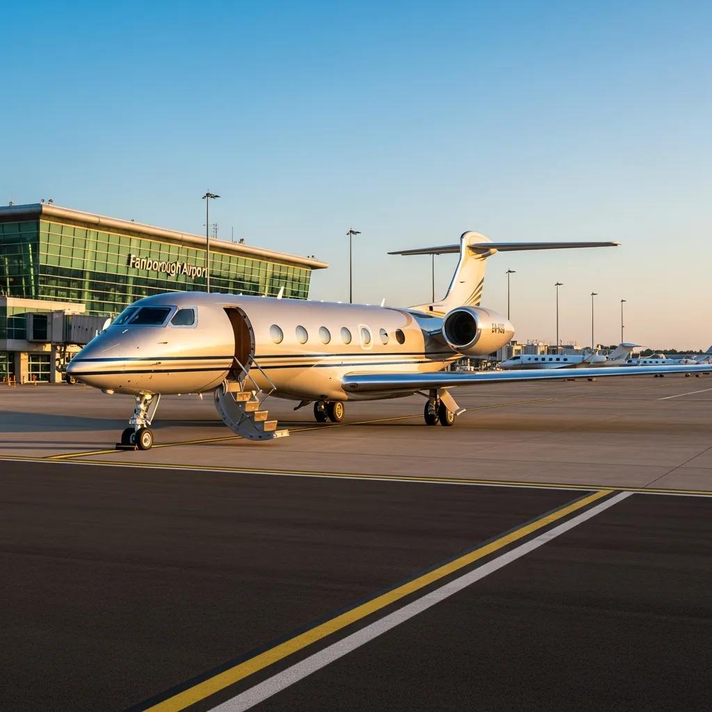 Charter-a ltd luxury private jet at farnborough airport, representing exclusive travel options