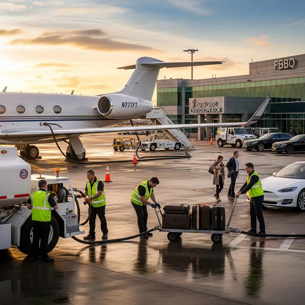 Charter-a ltd private jet being serviced at an airport illustrating various airport fees