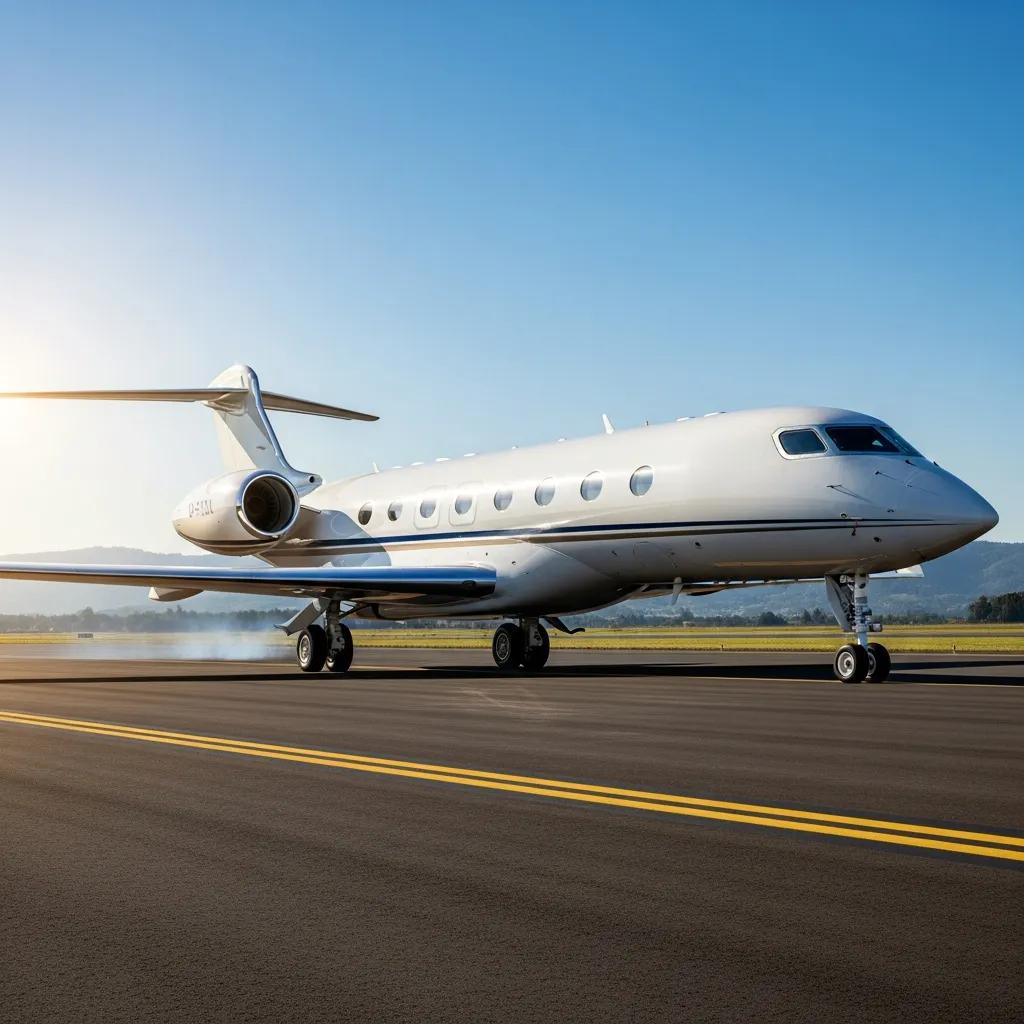 Charter-a ltd luxurious private jet on a runway representing efficient corporate air travel