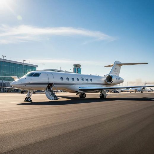 Charter-a ltd luxurious private jet on a runway representing executive travel solutions