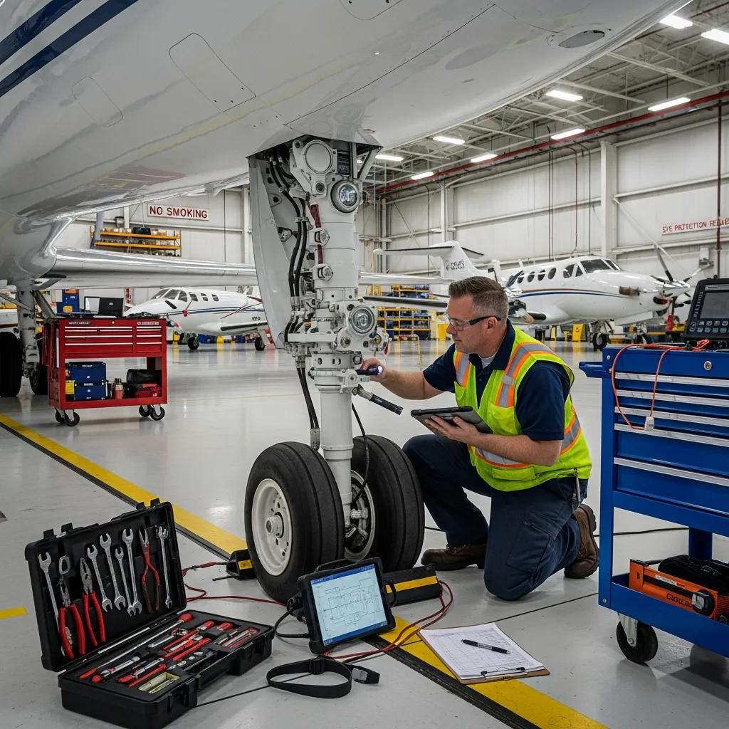 aircraft-maintenance-engineer-inspecting-a-private-jet-in-a-hangar-emphasizing-safety-and-compliance-in-aviation-maintenance-8b6e5a7e-be27-4c97-be92-1a72170ab2d1webp ► Charter-A Ltd Charter-a ltd maintenance engineer inspecting a private jet in a hangar — compliance and airworthiness