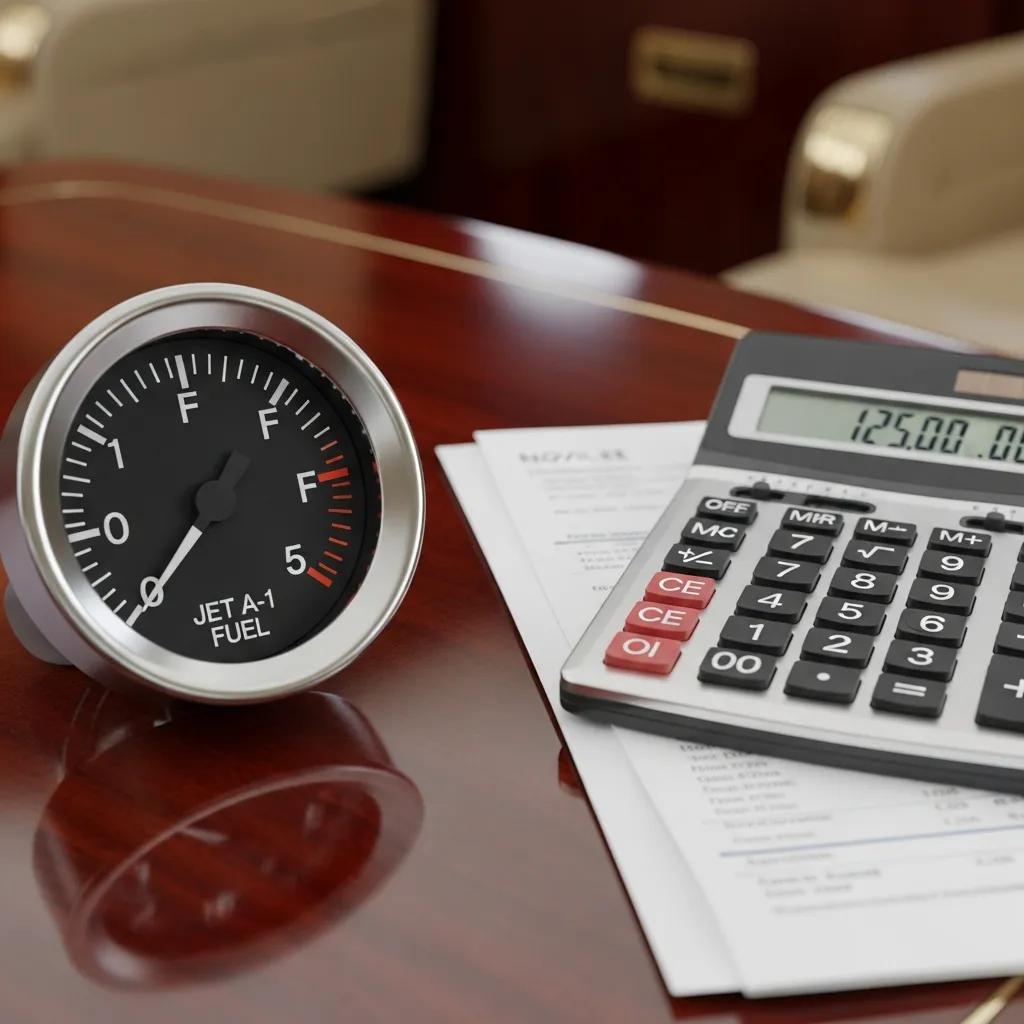 Charter-a ltd fuel gauge and calculator close-up to illustrate charter cost components
