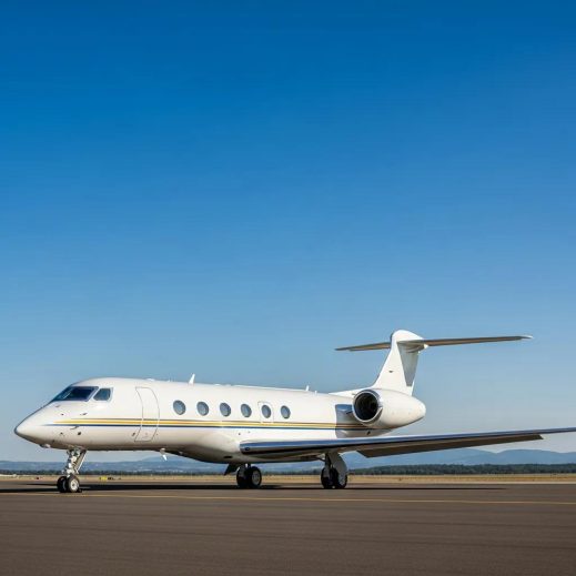Charter-a ltd gulfstream g650 luxury jet on tarmac, representing ultra-long range private aviation