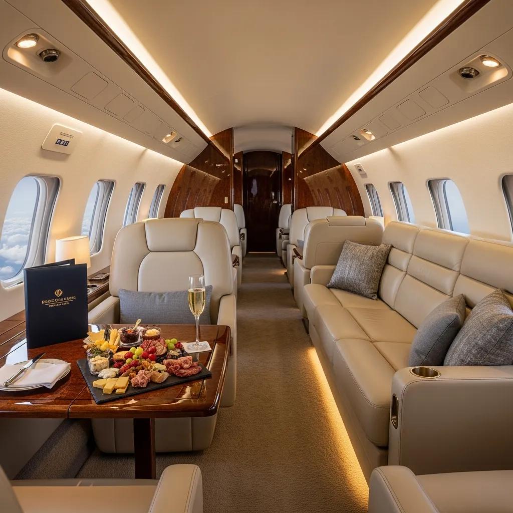 Charter-a ltd luxurious interior of a private jet showcasing comfort and elegance