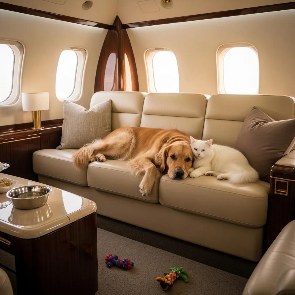 luxurious-private-jet-interior-with-a-dog-and-cat-relaxing-highlighting-pet-friendly-travel-6df056b7-01c8-45ae-b6c8-0b72d432d445webp ► Charter-A Ltd Charter-a ltd luxurious private jet interior with a dog and cat relaxing, highlighting pet-friendly travel